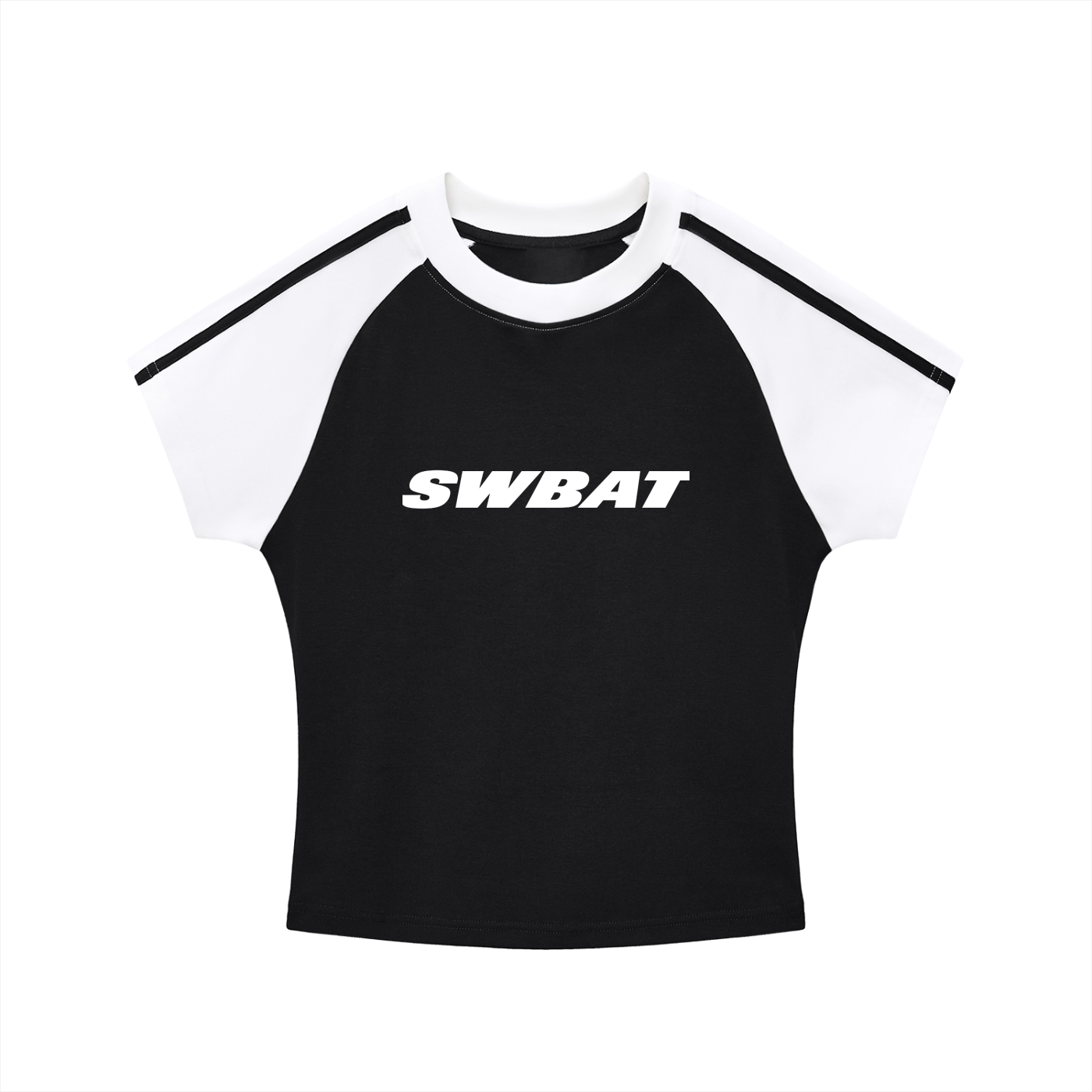 Contrast Stripes Bodycon Raglan  Sleeve T-Shirt